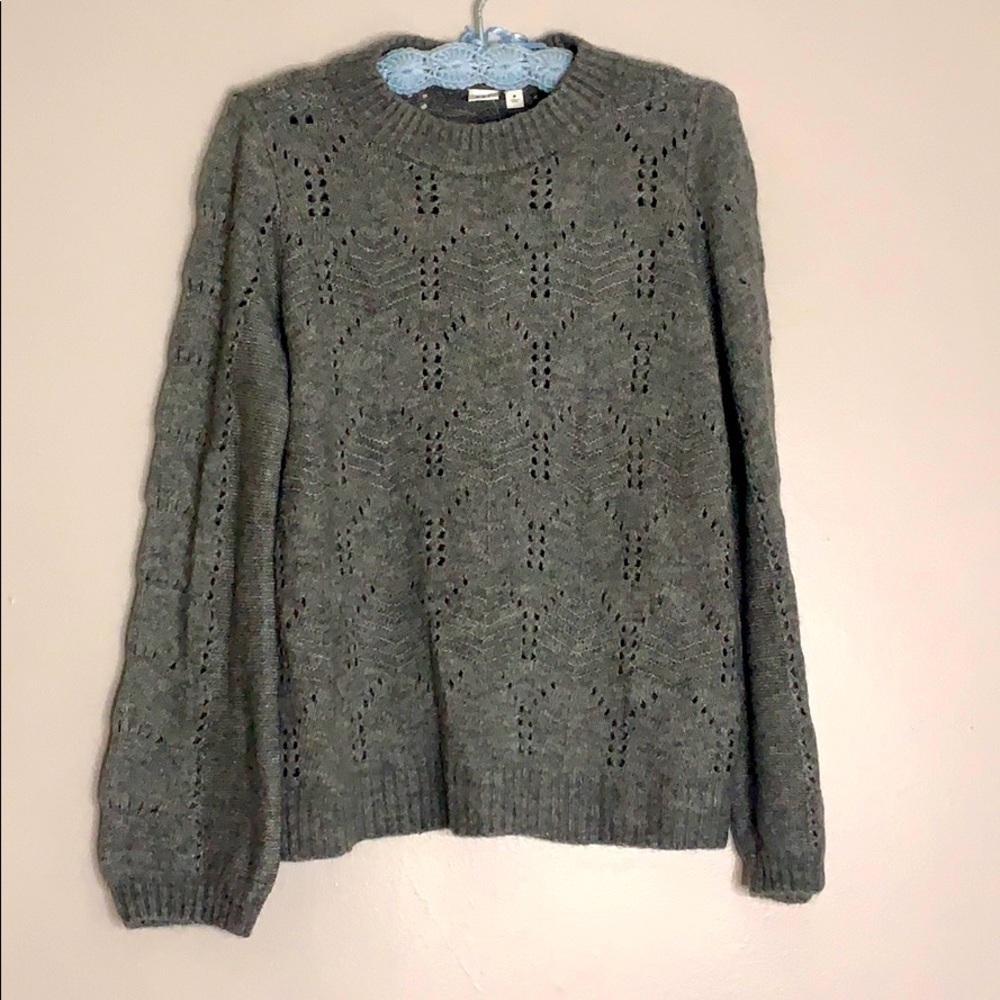 New Gap Wool blend Open Knit pullover Sweater Grey medium women’s nwt